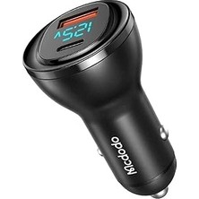 Renas Store Mcdodo CC-5670 95W 1xtype-C 1xusb Girişli Dijital Göstergeli Araç Çakmak Şarji, Siyah