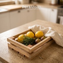 Pera Wooden Crate No.01 – Kayın Ahşap Sepet Çok Amaçlı Mutfak ve Tezgah Üstü Sunum Kutusu Organizer