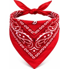 MiraLive Kırmızı Kovboy Fuları Çocuk Bandana Western Desenli Boyun Fuları (4887)