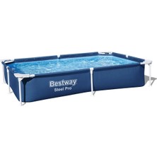 Bestway Prefabrik Dikdörtgen Metal Havuz 2,21X1,50X0,43 M, Dayanıklı ve Kolay Kurulum