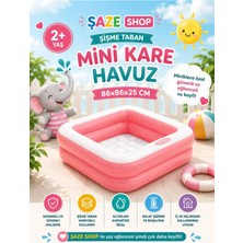 Premini Mini Kare Bebek Havuzu, Şişme Taban, 86X86X25 Cm, Yazlık Oyun ve Serinlik