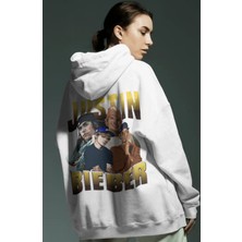 Sevbano Justin Bieber Şarkıcı Sırt Baskılı Unisex Oversize Penye Hoodie