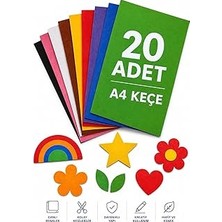 Vintessy Keçe Karışık Renk 20 Adet - A4 Boyutunda 20X30 Cm.