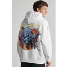 Sevbano Iron Maiden Rock Metal Müzik Grubu Sırt Baskılı Unisex Oversize Penye Hoodie