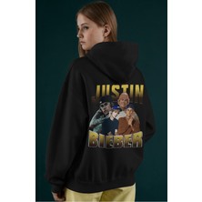 Sevbano Justin Bieber Şarkıcı Sırt Baskılı Unisex Oversize Penye Hoodie