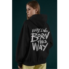 Sevbano Lady Gaga Şarkıcı Sırt Baskılı Unisex Oversize Penye Hoodie