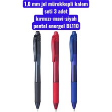 1,0 mm Jel Mürekkepli Kalem Seti 3 Adet Kırmızı-Mavi-Siyah Pentel Energel BL110