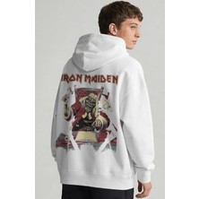Sevbano Iron Maiden Rock Metal Müzik Grubu Sırt Baskılı Unisex Oversize Penye Hoodie