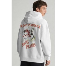 Sevbano Iron Maiden Rock Metal Müzik Grubu Sırt Baskılı Unisex Oversize Penye Hoodie