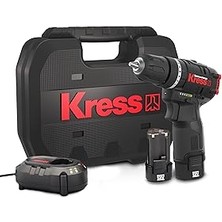 Vintessy Kress KUC12 12VOLT/2.0AH Li-Ion Çift Akülü Kömürsüz Profesyonel Şarjlı Darbeli Matkap