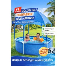 Premini Güneş Korumalı Aile Havuzu 138X38 Cm, Kolay Kurulum, Bahçe Eğlencesi