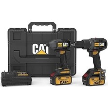 Vintessy Cat DX12K.2 18 VOLT/4.0AH Li-Ion Çift Akülü Kömürsüz Profesyonel Şarjlı Darbeli Matkap + Dx7
