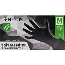 Belirtilmemiş Has-Pet Kalın Siyah Nitril Pudrasız Eldiven M 50'li - 12ADET
