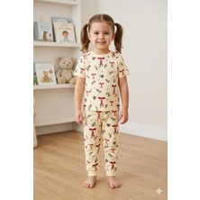 Tayo Baby Kız Çocuk Kısa Kol Pijama Takımı Desenli %100 Pamuklu Süprem Uyku Seti
