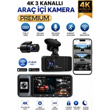 Sonreir K02 Premium 3 Lens Araç İçi Kamera WiFi GPS 4K Ultra HD  Ön Arka İç Kamera Gece Görüşü Park Modu DVR