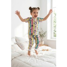 Tayo Baby Kız Çocuk Kısa Kol Pijama Takımı Desenli %100 Pamuklu Süprem Uyku Seti