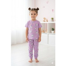 Tayo Baby Kız Çocuk Kısa Kol Pijama Takımı Desenli %100 Pamuklu Süprem Uyku Seti