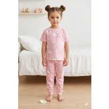 Tayo Baby Kız Çocuk Kısa Kol Pijama Takımı Desenli %100 Pamuklu Süprem Uyku Seti