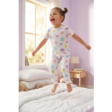 Tayo Baby Kız Çocuk Kısa Kol Pijama Takımı Desenli %100 Pamuklu Süprem Uyku Seti