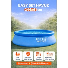 Premini Aile Havuzu 244X61 Cm, Kolay Kurulum, Dayanıklı Vinil, Büyük Boy