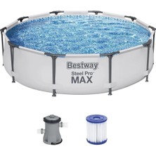 Bestway Yuvarlak Açık Gri Çerçeve Havuz Seti 305X76 Cm, Filtre Pompalı