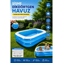 Premini Büyük Boy Dikdörtgen Şişme Aile Havuzu 200X150X45 Cm, Eğlence ve Serinlik