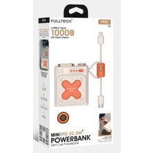 Fulltech FP21 Pd 22,5W 10.000MAH Dahili Type-C ve Lightning Kablolu LED Göstergeli Powerbank