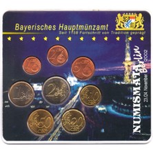 Banknoting Almanya Euro Tam Set 2002 D. Bayernnümismata Özel Kartında Çil.