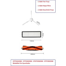 Mi Robot Xiaomi Mop Pro + Plus Uyumlu Fırça Filtre Seti (STYTJ02ZHM-STYTJ03ZHM)