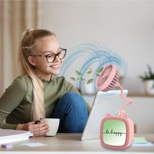 Empressco Şarjlı Figürlü Pembe Işıklı Masa Fanı, Şık ve Taşınabilir Tasarım