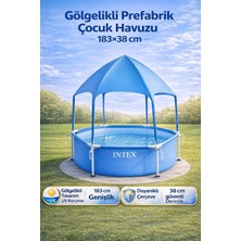 Premini Çocuklar Için Gölgelikli Prefabrik Bahçe Havuzu 183X38 Cm, Uv Koruma Merkezi