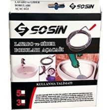 Empressco Profesyonel Banyo Lavabo Deliği Gider Boru Açıcı Susta- 3 Metre