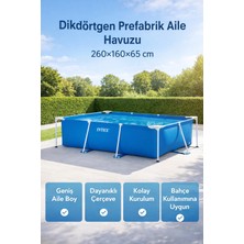 Premini Geniş Dikdörtgen Prefabrik Aile Havuzu 260X160X65 Cm, Dayanıklı Çerçeve
