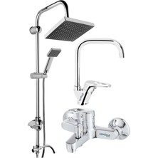 Empressco 3’lü Robot Set Yağmurlama Duş Sistemi Baston Borulu Lavabo Bataryası ve Banyo Bataryası Musluğu - Fiyatı, Yorumları
