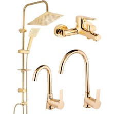 Empressco Gold Altın Kare Robot Duş Seti, Banyo, Mutfak Eviye ve Lavabo Bataryası Musluğu 4