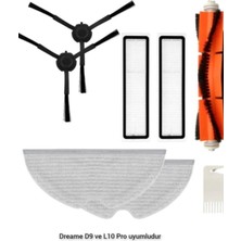 Dreame D9 ve L10 Pro Uyumlu Fırça Mop Hepa Filtre Seti