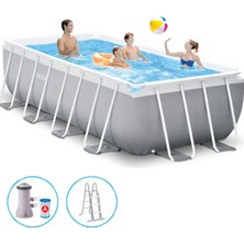 intex Geniş 400X200CM Dikdörtgen Aile Havuzu, Merdiven ve Filtreli Set