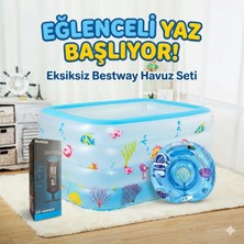 Premini Açık Mavi 140X100X70CM Havuz Seti, Boyun Simidi ve Pompa Dahil, Eğlence Dolu Yaz Keyfi