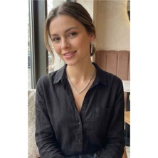 Clariss Gümüş Renk Zirkon Taşlı Kadın Kolye Küpe Seti