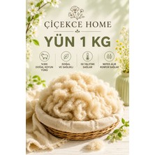 ÇİÇEKCE HOME Çiçekce Home Yün 1 kg Doğal Kokusuz Yıkanmış Taranmış %100 Saf Yün