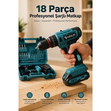 Kyops Yüksek Performanslı Şarjlı Matkap Seti Güçlü Motor, Uzun Pil Ömrü ve 18 Parça Aksesuarlı - Lisinya