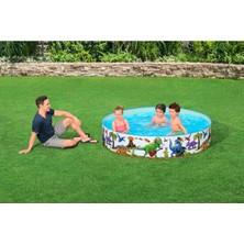 Bestway Renkli Dinozor Desenli Portatif Havuz 183X38 Cm, Eğlence Dolu Yaz Keyfi
