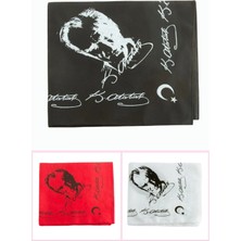 MiraLive Atatürk Imzalı Desenli Keten Bandana 50*50