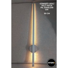 Empressco Modern 50 cm Gri Dekoratif LED Duvar Aplik, Pilli Günışığı Işıklandırma
