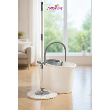 Follow Me Döner Başlıklı Mikrofiber Temizlik Seti 19 Lt (Beyaz)