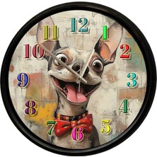 Caseras Sevimli Köpek Portresi Temalı Duvar Saati 28 cm – Sessiz Mekanizma Modern Dekor