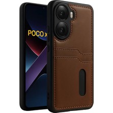 Akıllı Bayi Xiaomi Poco X7 Pro Kılıf Sara Kartvizitli Deri Kılıf - Taba