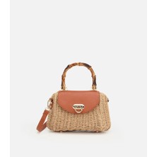 Hotiç 03CAH327380A340 KADIN Taba Hasır Bambu Saplı Mini(Çapraz)Çanta