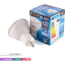 Ack 7W GU10 Duylu LED Ampul 6500K Beyaz Işık Spot Ampul Tasarruflu