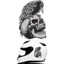 Sticker Usta Kuru Kafa Kuzgun Sticker Gotik Kurukafa Kuzgun Araba Oto Motosiklet Kask Laptop Pc Sticker 00564